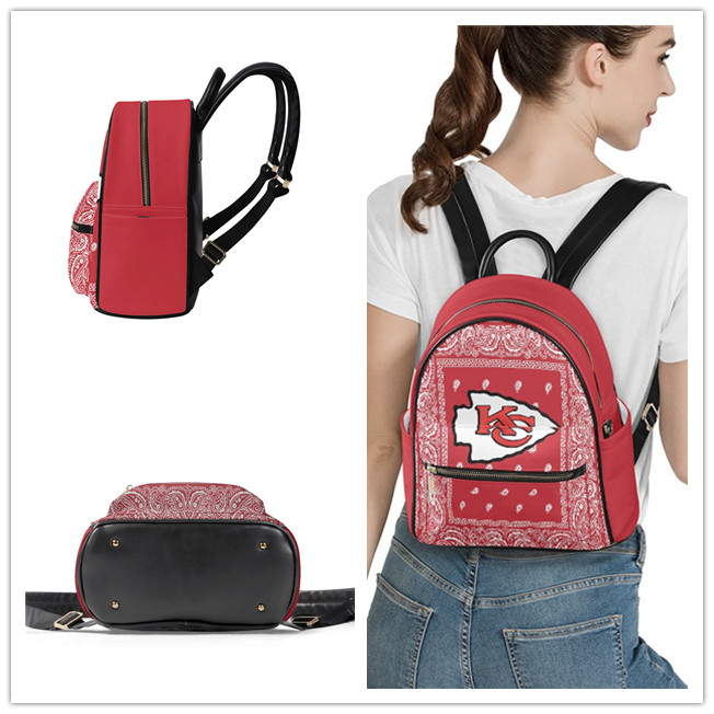 Kansas City Chiefs PU Leather Casual Backpack 001
